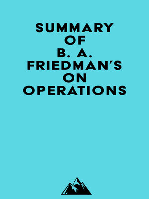 cover image of Summary of B. A. Friedman's On Operations